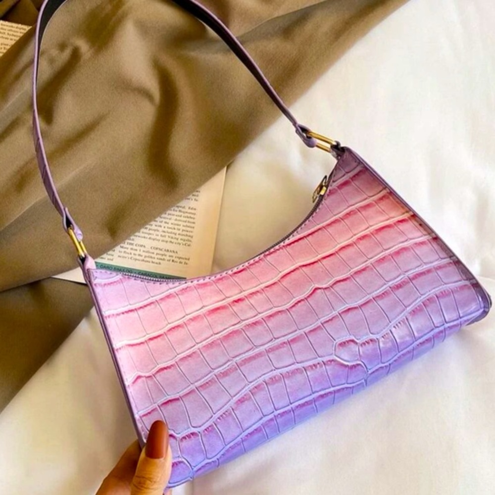 Ombre Croc Embossed Baguette Bag